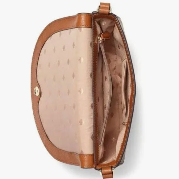 ❌SOLD ❌♠️ Kate Spade Luna Crescent Flap Crossbody Bag Leather Warm Gingerbread - Picture 4 of 13